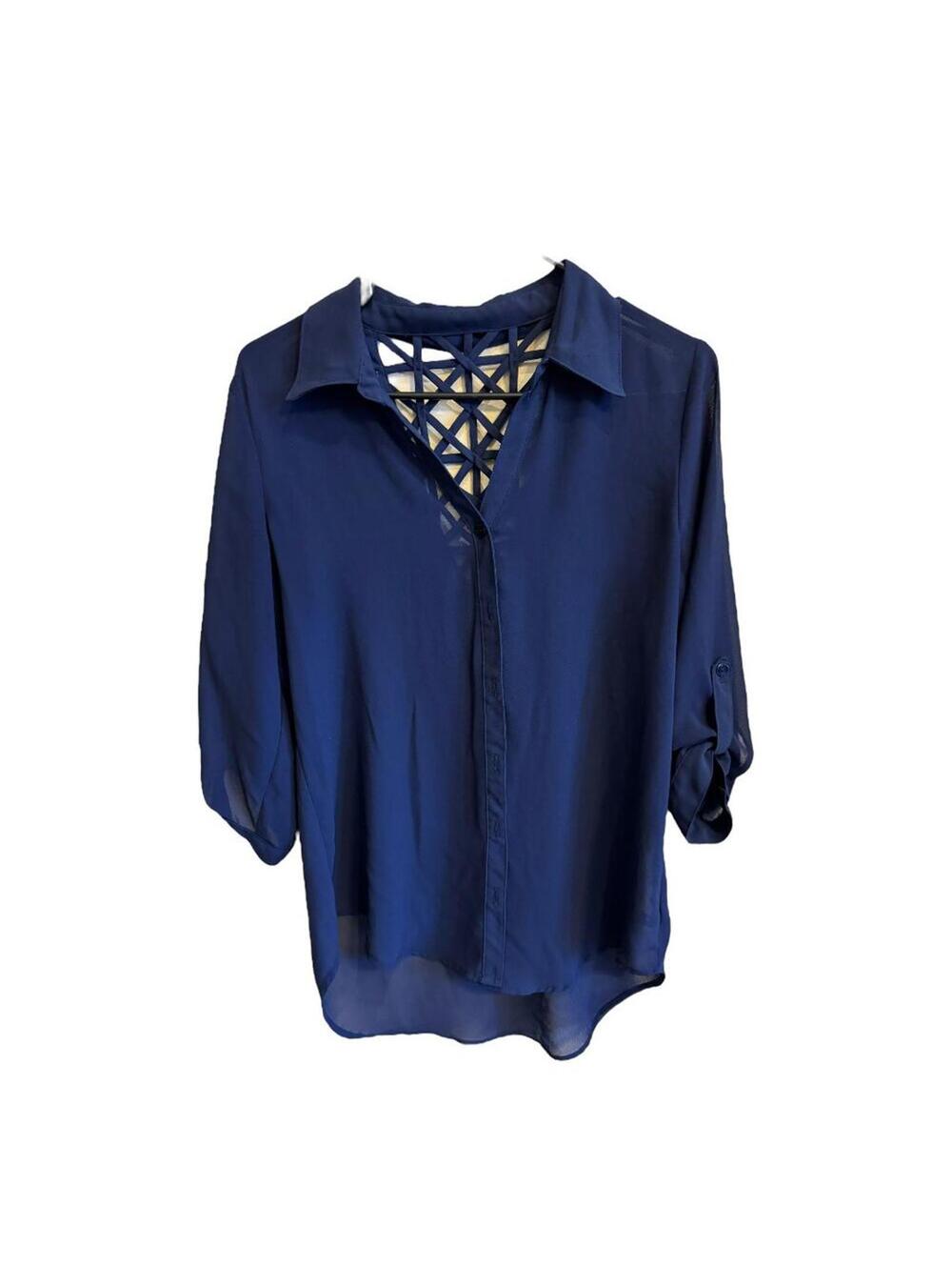 A. Byer | Women's Navy Blue Blouse | Size Large | 0894